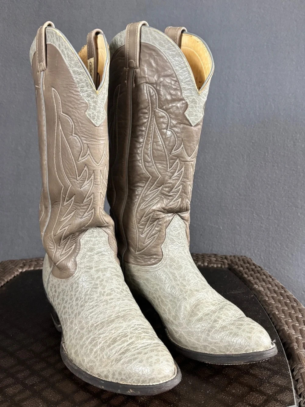 Nocona Boots Two-Tone Gray Leather Western Boots #1924 Size 13